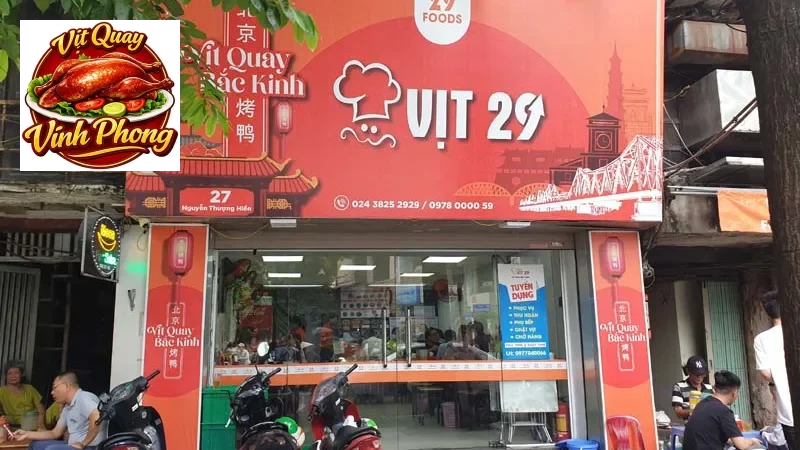 Không gian bên trong nhà hàng Vịt 29 phục vụ khách dùng bữa tại chỗ
