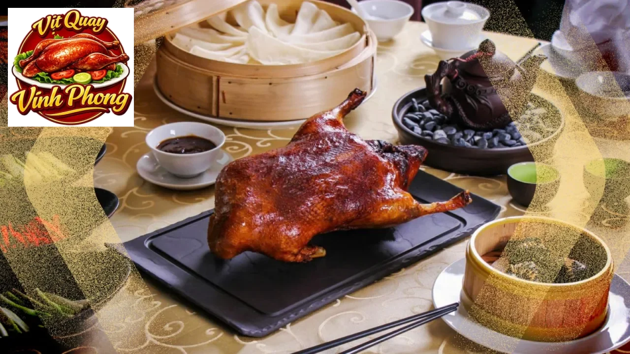 Vịt nhồi táo quay vàng giòn, thơm ngon